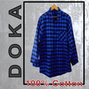 Doka 100% Flannelette Plaid Button Shirt Pocket